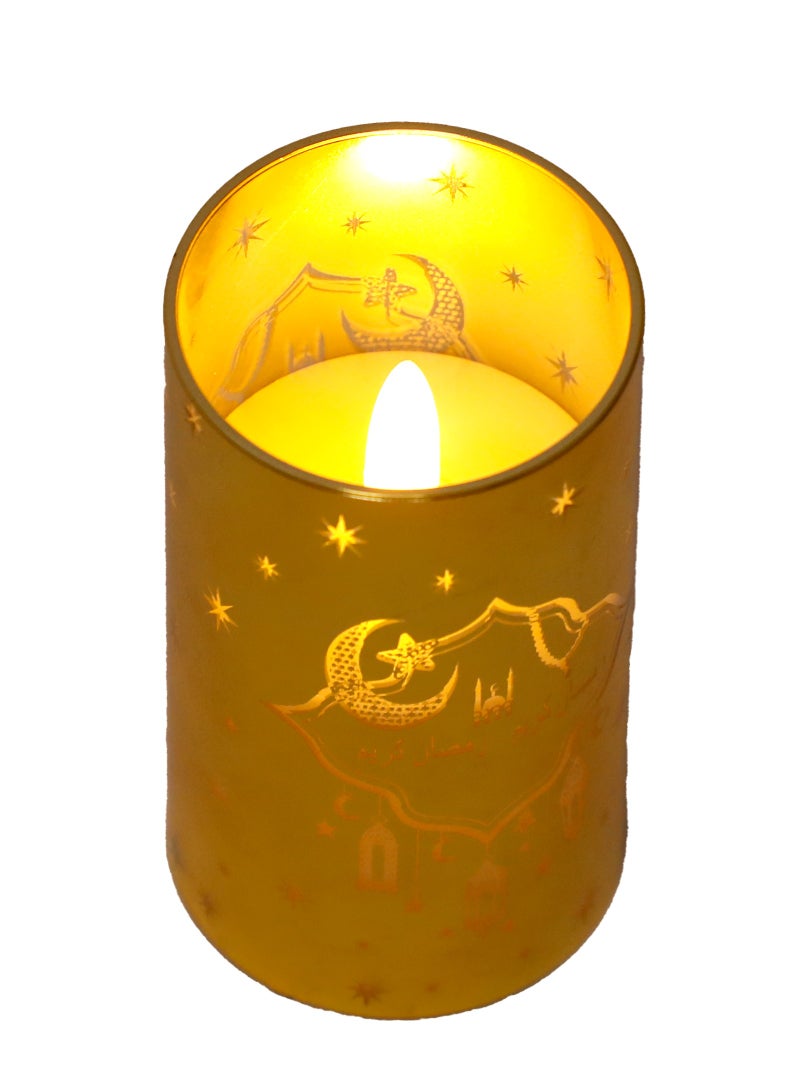 Trentor شمعة رمضان LED مميزة ذهبية صغيرة تعمل بالبطارية بدون لهب ديكور 11X5 سم - Image 1